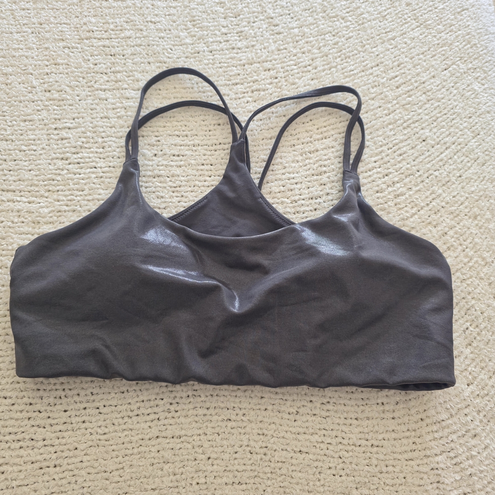 Fabletics Dark Gray Strappy Crop Top